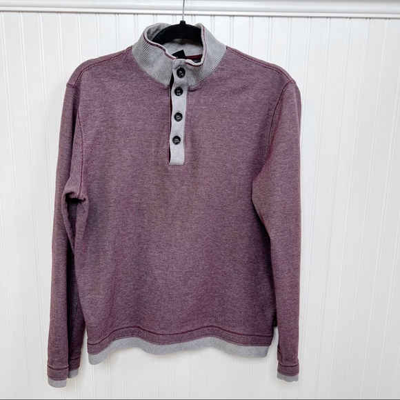 Hugo Boss Other - Hugo Boss Burgundy Purple & Gray Mock Neck Pullover Size Large